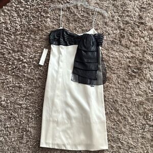 Mint Jodi Arnold Ivory Silk Satin Cocktail Dress size 4 Stained